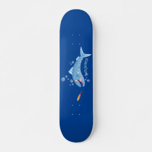 Skateboard Barracuda poisson affamé de la pêche dessin animé