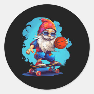Skateboard Basketball Gnome Family Christmas Pajam Classic Round Sticker