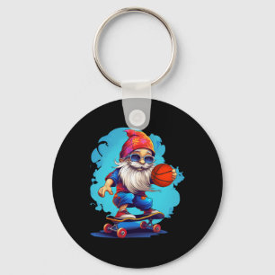 Skateboard Basketball Gnome Family Christmas Pajam Keychain