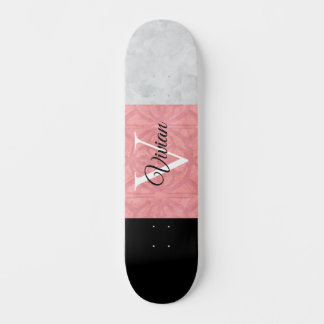 Skateboard Batik Rose Ruddy Et Aquarelle Gris Monogramme