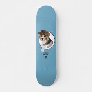 SKATEBOARD BEAGLE PUPPY CHIEN PAYS CASQUETTE CARTOON NOM BLEU