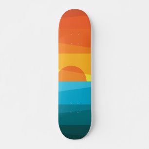 Skateboard Beau coucher de soleil et vagues de mer