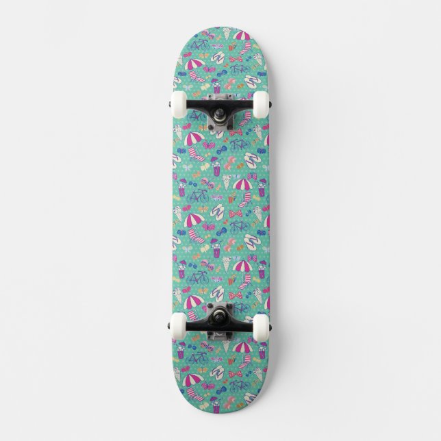 Skateboard Beau motif avec des éléments d'été (Recto)