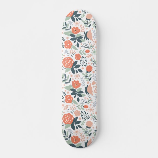 Skateboard Beau motif floral fille (Devant)
