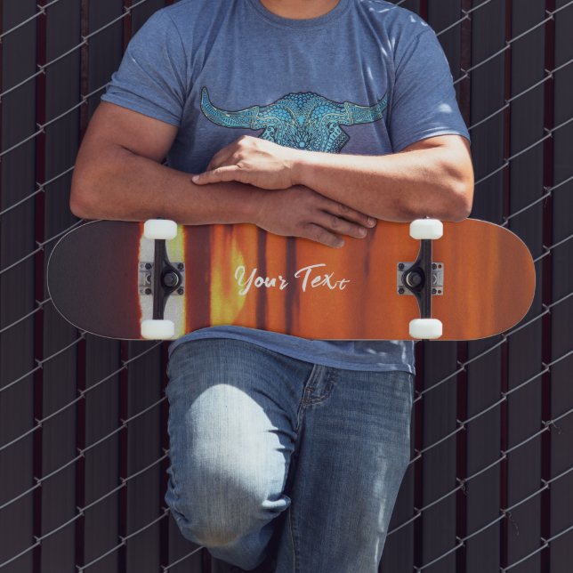 Skateboard Beau Sunset Photo Texte Personnalisé (Extérieur 3)