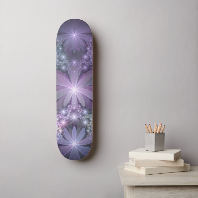 Skateboard Bed of Flowers Trendy Shiny Abstract Fractal Art (Art mural)