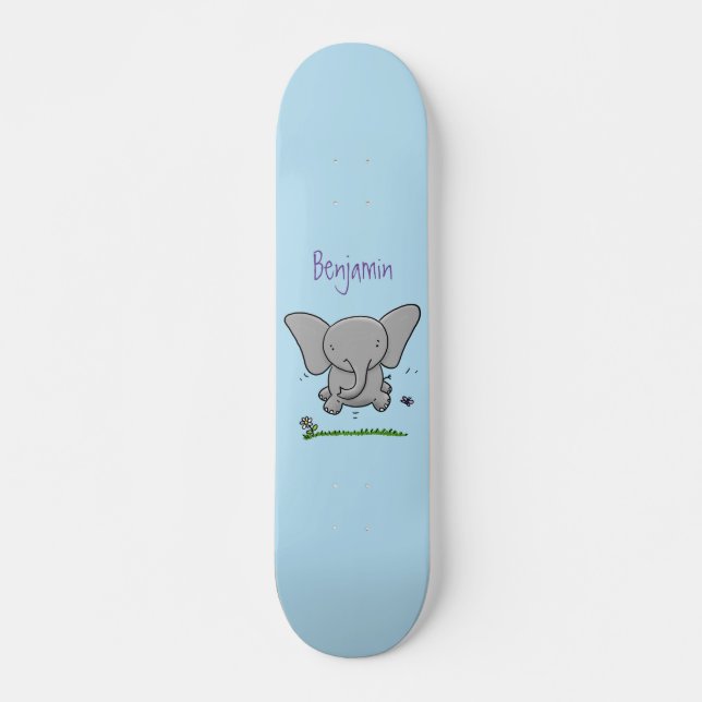 Skateboard Belle adorable dessin d'éléphant bébé (Devant)