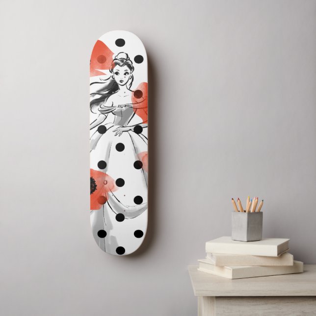 Skateboard Belle avec des pavots et des Pois (Art mural)