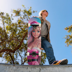 Skateboard Belle fille de Noël rose 01