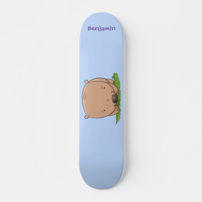 Skateboard Belle illustration de dessin animé de bébé wombat (Devant)