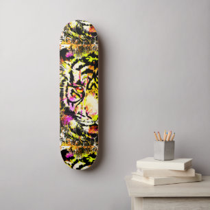 Skateboard Belle planche de tigres - Patinage de tigre jaune