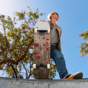 Skateboard belles fleurs de coquelicot
