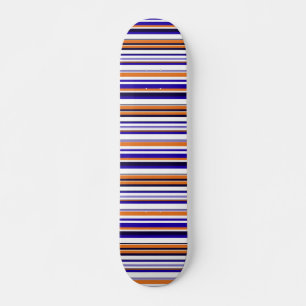 Skateboard Belles rayures bleues orange