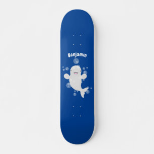 Skateboard Béluga mignon bulles dessin de dessin animé