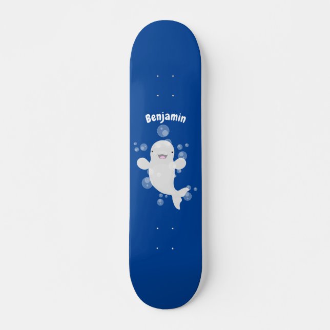 Skateboard Béluga mignon bulles dessin de dessin animé (Devant)