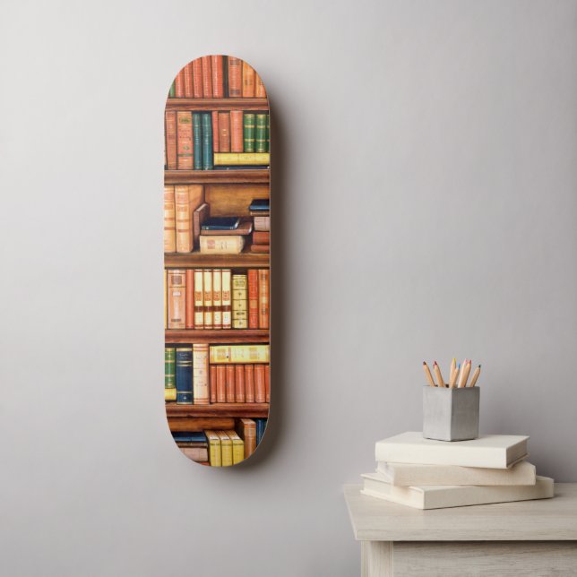 Skateboard Bibliothèque de livres anciens (Art mural)