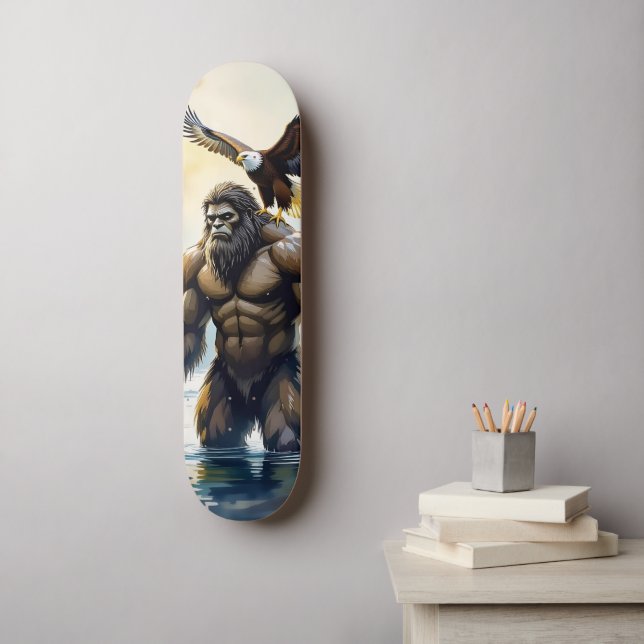 Skateboard Bigfoot avec un aigle sur son épaule (Art mural)