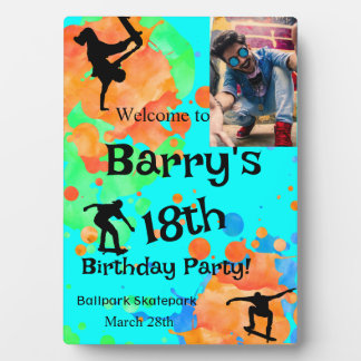 Skateboard Birthday  Party  Photo  Plaque