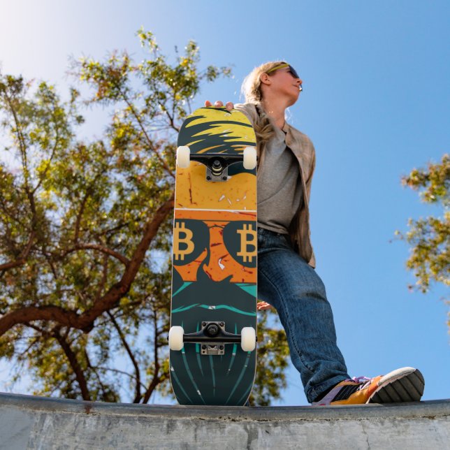 Skateboard Bitcoin Retro tendance Yeux Porté Homme (Extérieur 1)