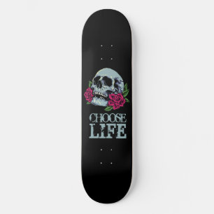 Skateboard Black Blue Skull  POSTIVE WORDS