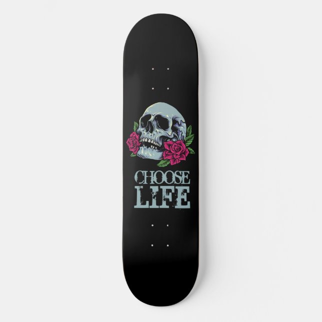 Skateboard Black Blue Skull  POSTIVE WORDS (Front)