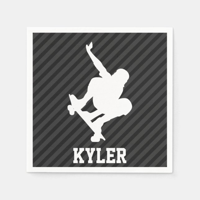 Skateboard; Black & Dark Grey Stripes Napkin (Front)