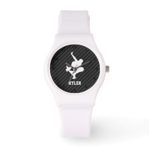 Skateboard; Black & Dark Grey Stripes Watch