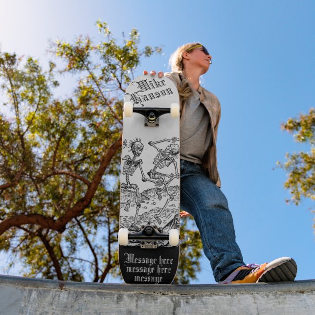 Skateboard Black Death Personalized Medieval Skeletons (Extérieur 1)