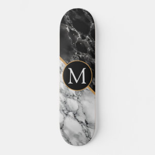 Skateboard Black & Marbre blanc Stone tendance - Ajouter votr
