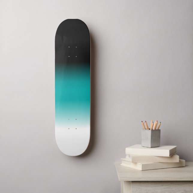Skateboard Black Teal White ombre (Art mural)