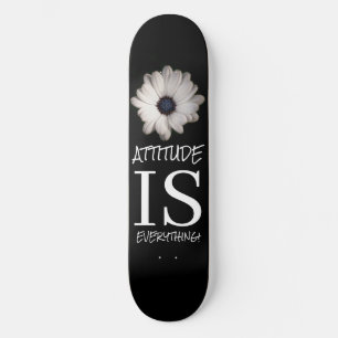 Skateboard Black White FLOWER POSTIVE WORDS