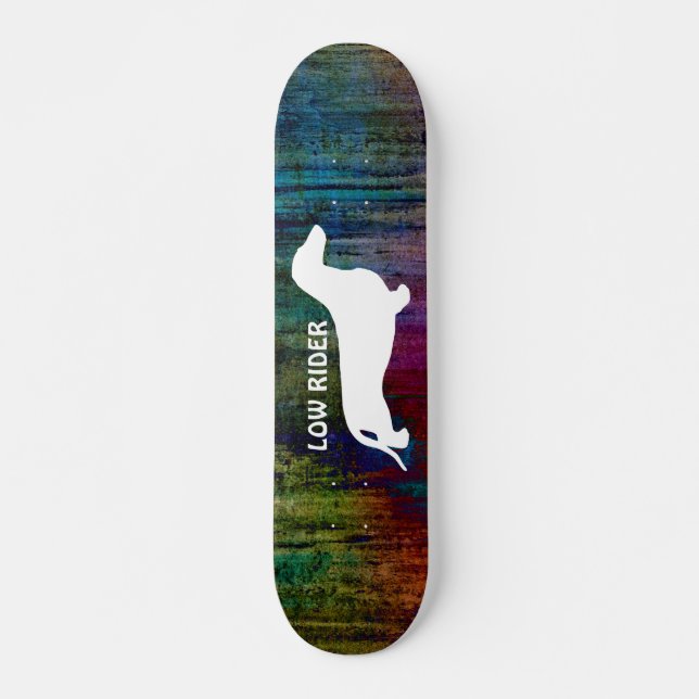 Skateboard Blanc de silhouette de teckel + vos idées (Devant)