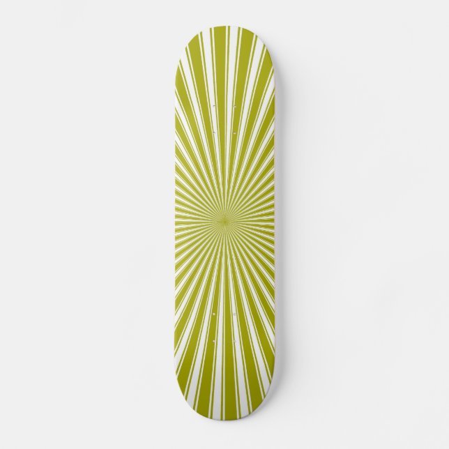 Skateboard Blanc et Lime Funky rayé Art Abstrait rayé (Recto)