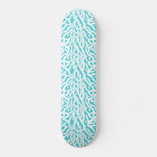 Skateboard Bleu blanc nautique d'Aqua de motif de récif (Recto)