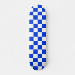 Skateboard Bleu clair et blanc Motif vérifié