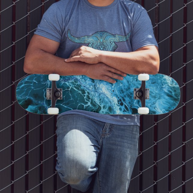Skateboard Bleu marbre (Extérieur 3)