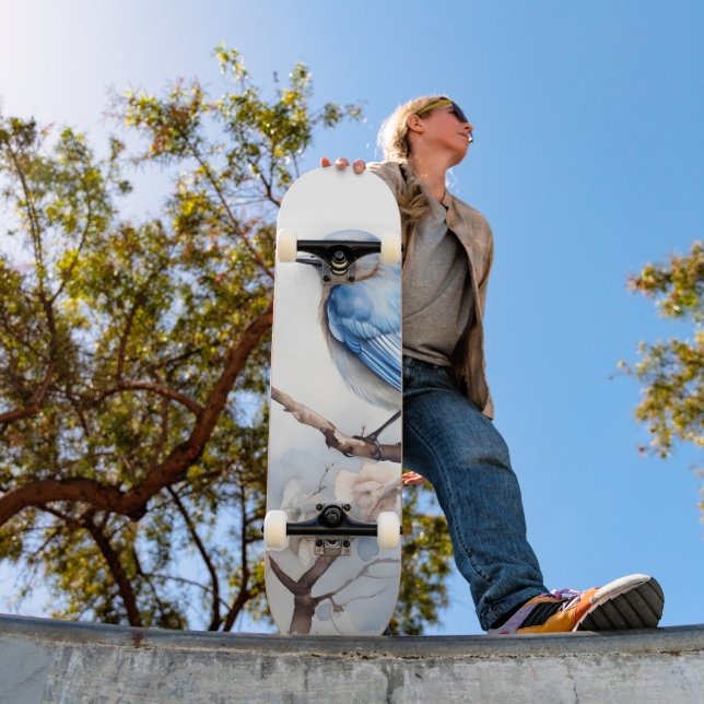 Skateboard Bleu printanier dans l'arbre florissant (Extérieur 1)