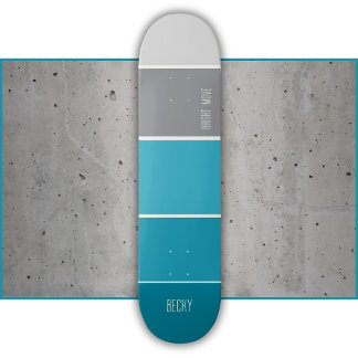 Skateboard Bleu sarcelle et rayures grises