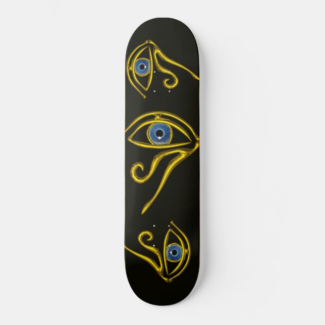 SKATEBOARD BLEUE TALISMAN / OEIL OR HORUS (Recto)