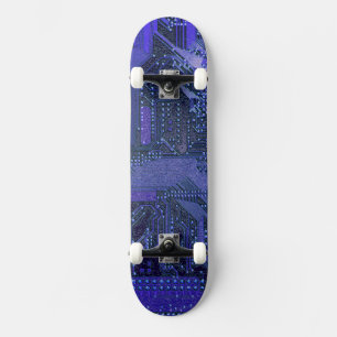Skateboard Blue Cyber Circuit Board Tech Art Electronique