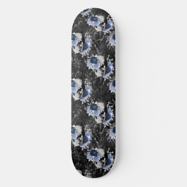 Skateboard Blue Floral Skull Series Design 1 (Recto)