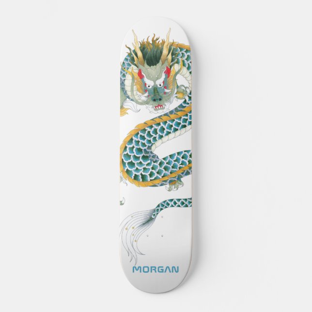 Skateboard Blue Gold Dragon personnalisé (Recto)