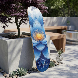 Skateboard Blue Lotus Mandala Conscience Spirituelle Paix Boh