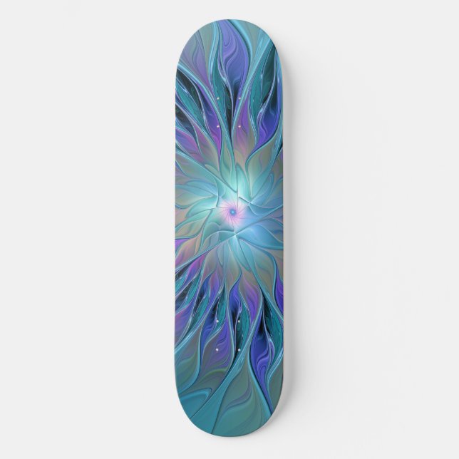 Skateboard Blue Purple Flower Dream Abstrait Fractal Art (Recto)