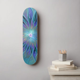Skateboard Blue Purple Flower Dream Abstrait Fractal Art