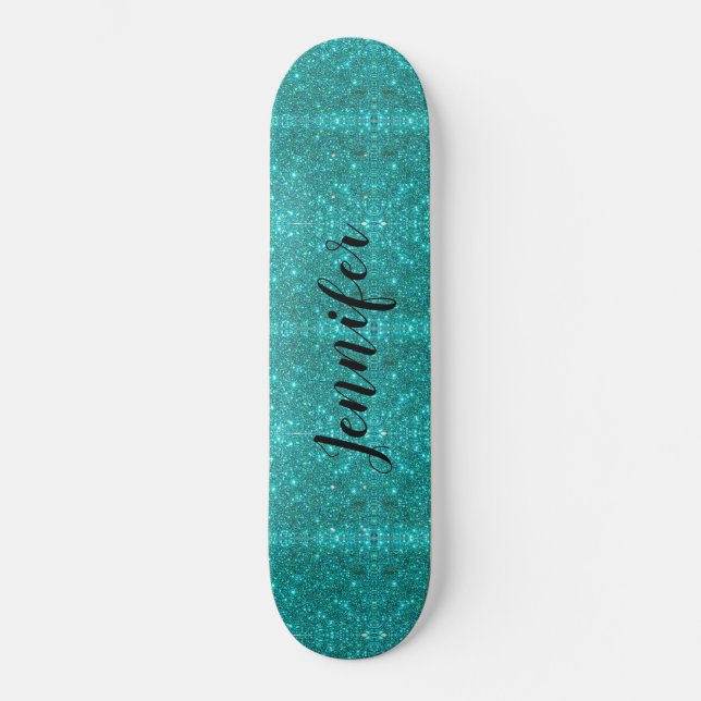 Skateboard Blue Sparkle Filles personnalisées (Recto)