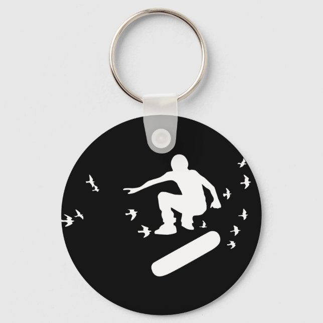 skateboard. board with birds. keychain (Front)