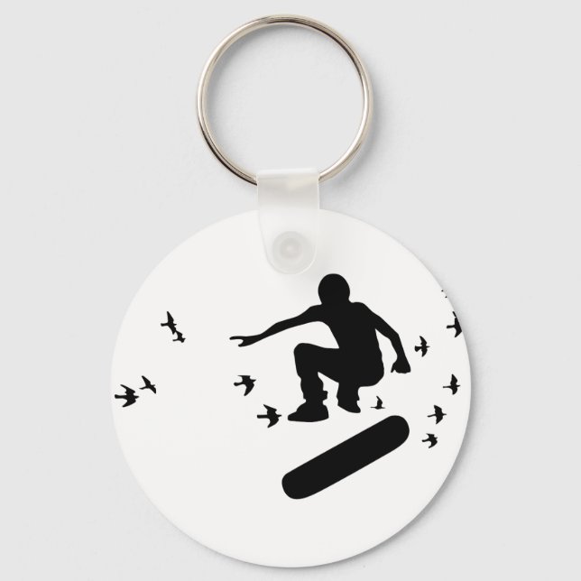 skateboard. board with birds. keychain (Front)