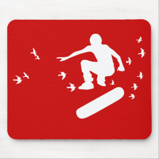 skateboard. board with birds. white. mouse pad