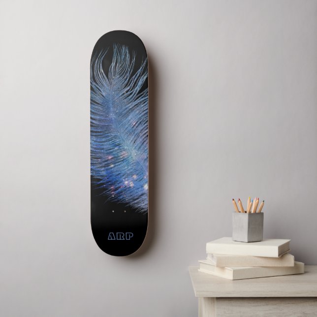 Skateboard *~* Boho Cosmologique de minuit Sky Pastel Feather (Art mural)